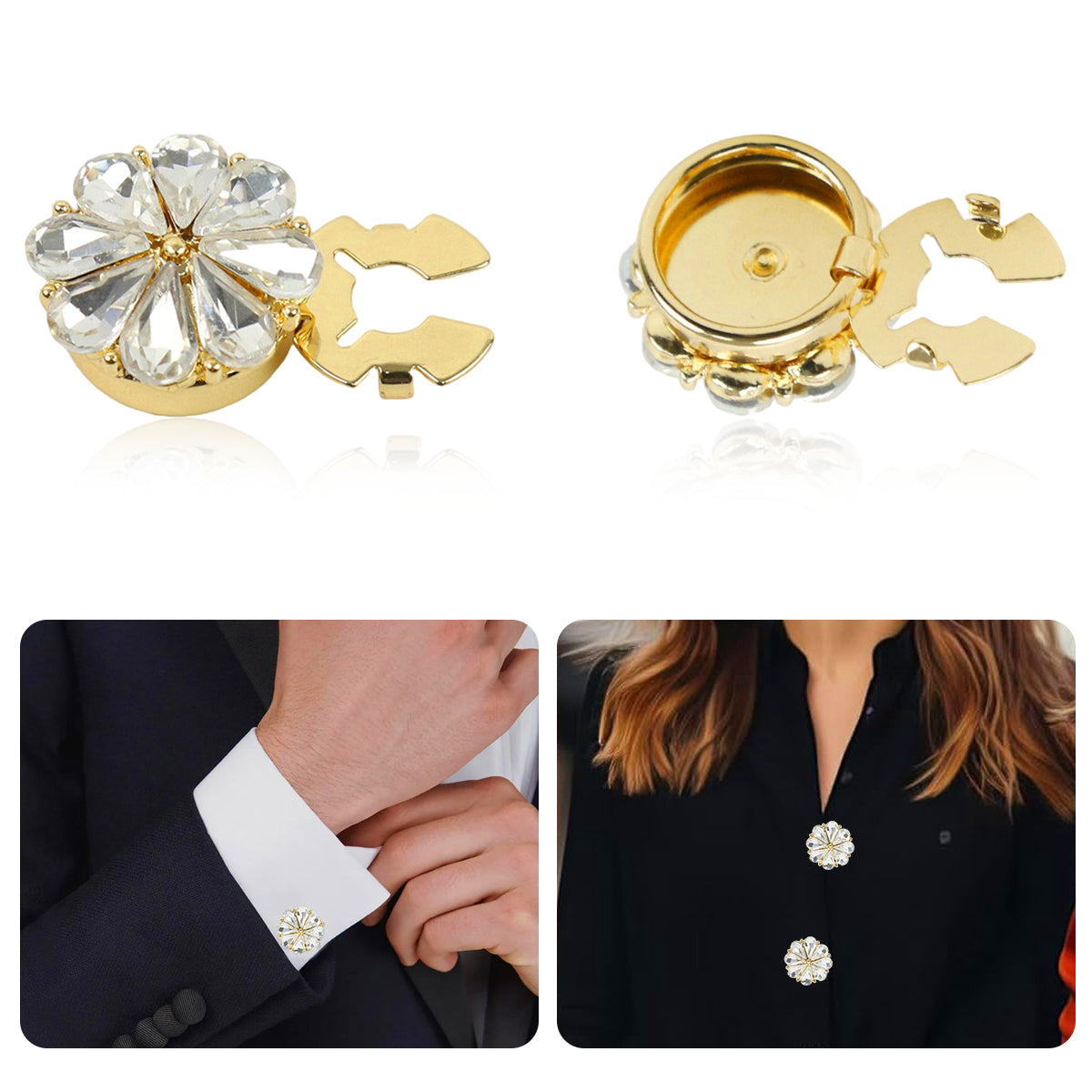 SANNIDHI 2Pcs Shirt's Button Charm Brooch Charm Button Up Garment Charm Floral Rhinestone Charm Snap-on Button Charm SANNIDHI 2Pcs Shirt's Button Charm Brooch Charm Button Up Garment Charm Floral Rhinestone Charm Snap-on Button Charm